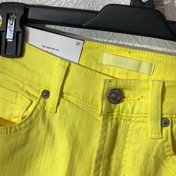 7 for all mankind NEW with Tag - Sz 27 - high rise slim kick boot lemon Jeans - Picture 6 of 8